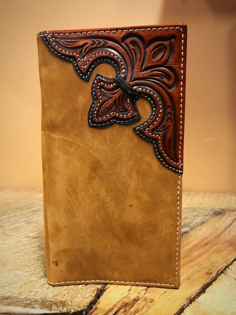 Nocona Tooled & Rawhide Rodeo Wallet ( Distressed Brown ) – El Potrerito