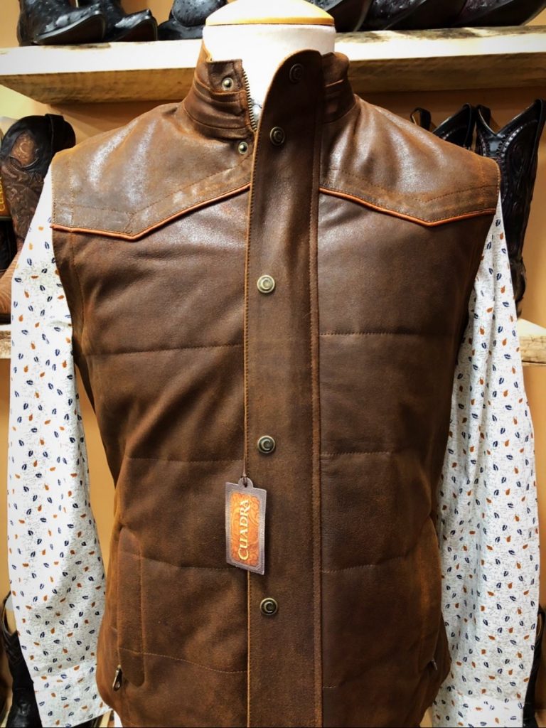Cuadra Men’s Lamb Leather Vest ( Brown ) El Potrerito