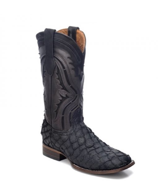CUADRA- Men’s Pirarucu Wide Square Toe Boots ( Black ) – El Potrerito
