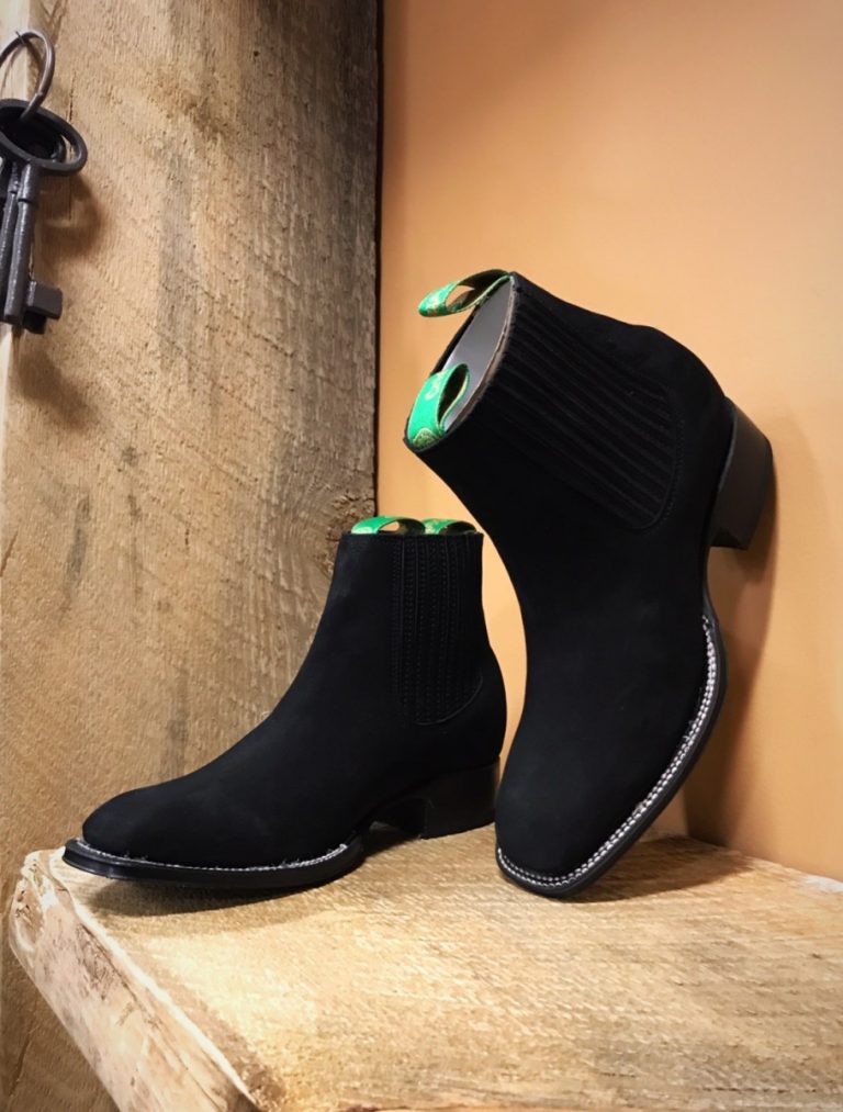Cristeros Men’s Square Toe Botines ( Suede Black ) El Potrerito