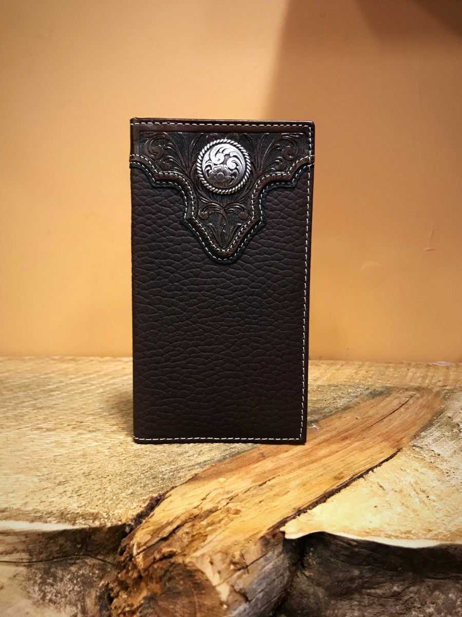 ARIAT Floral Tooled & Concho Rodeo Wallet ( Brown )