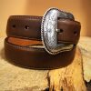 mens western leather belt