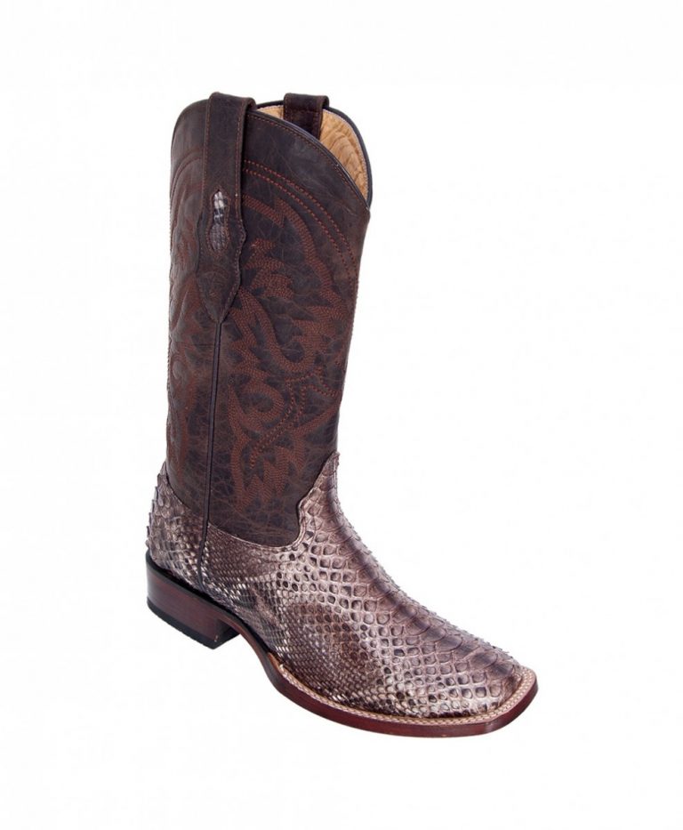 Los Altos – Men’s Python Square Toe Boots ( Rustic Brown ) – El Potrerito