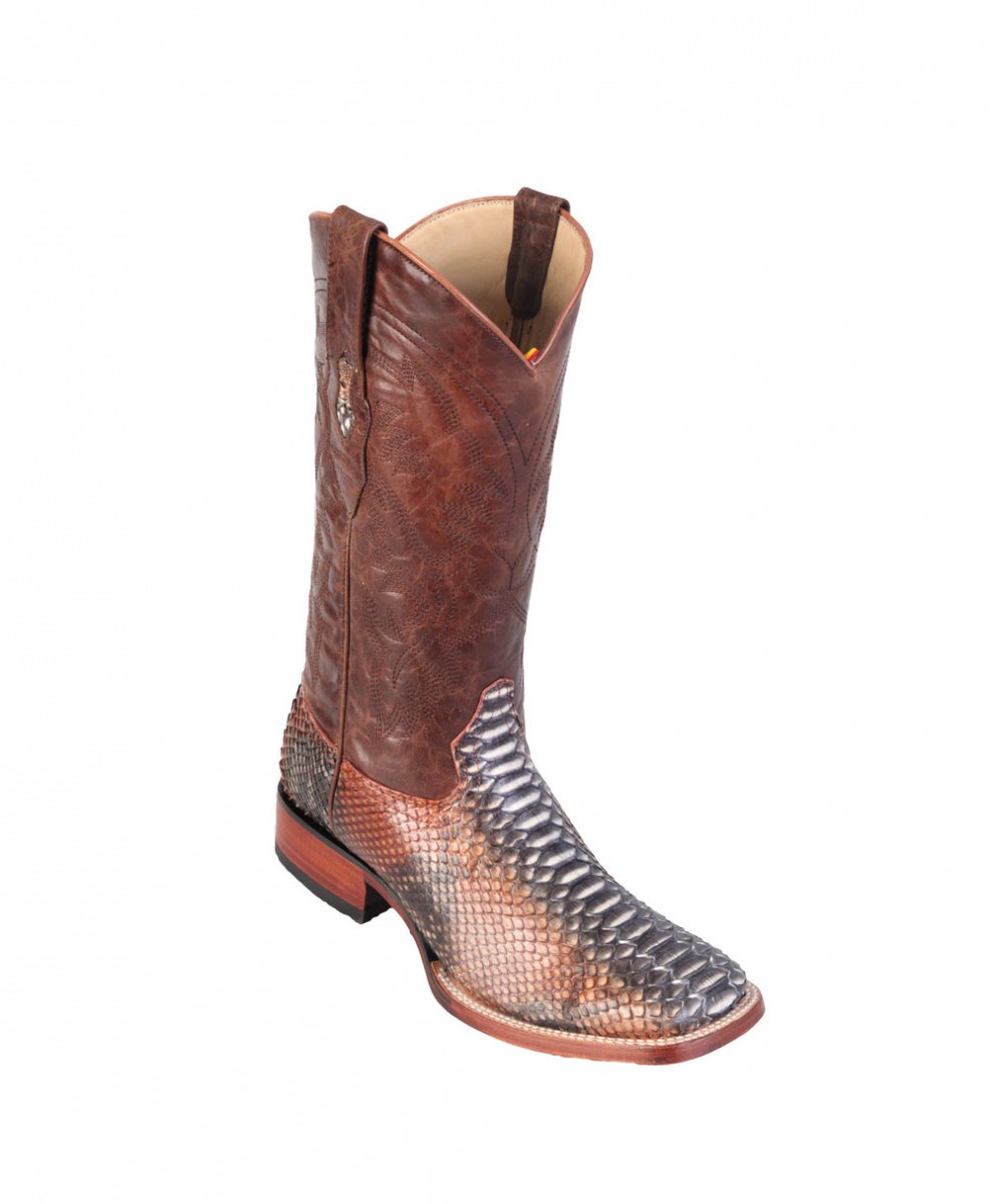 Los Men's Python Square Toe Boots ( Cognac – El Potrerito