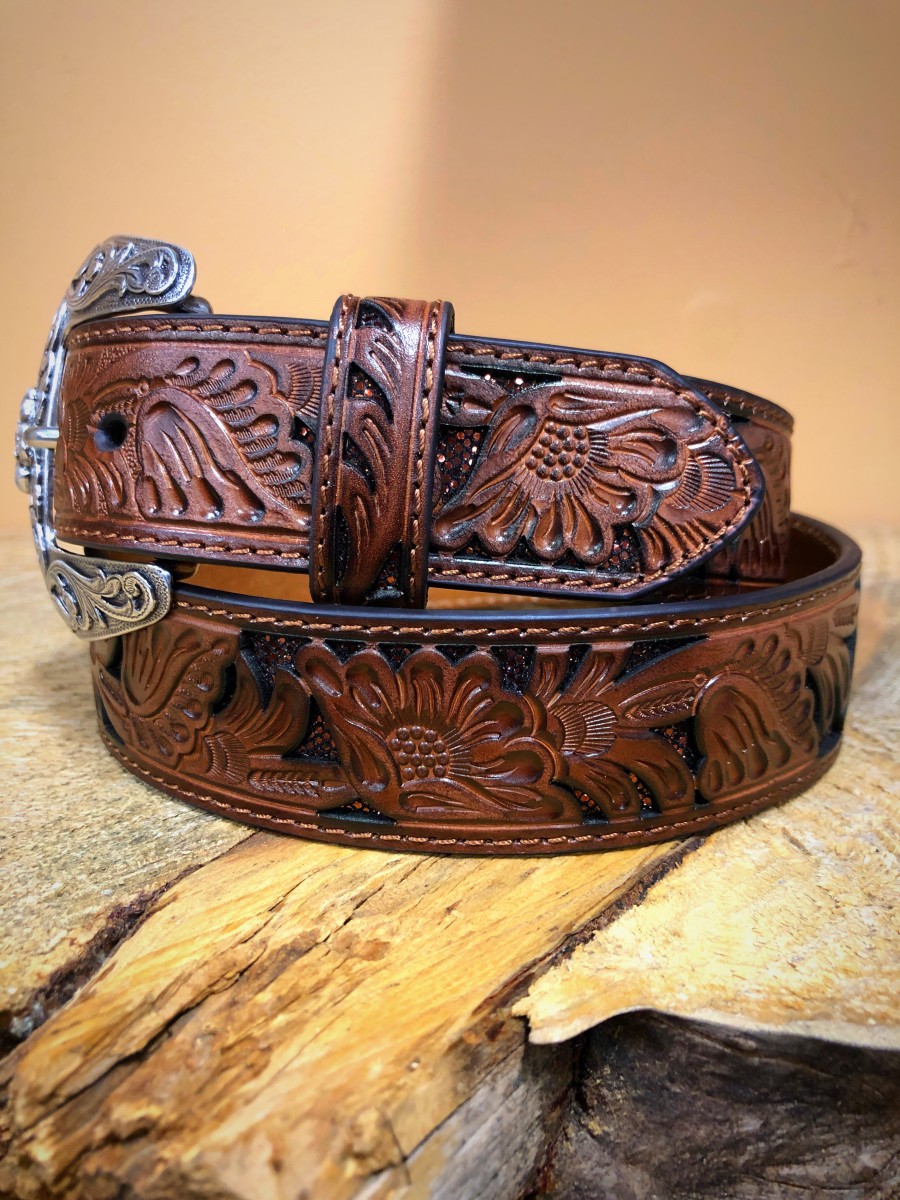 NOCONA- Women’s Tooled Leather Belt ( Brown ) – El Potrerito