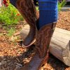 womens floral tooled square toe boots