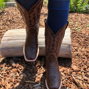 El Potrerito – Women’s Floral Tooled Square Toe Boots ( Brown ) – El ...