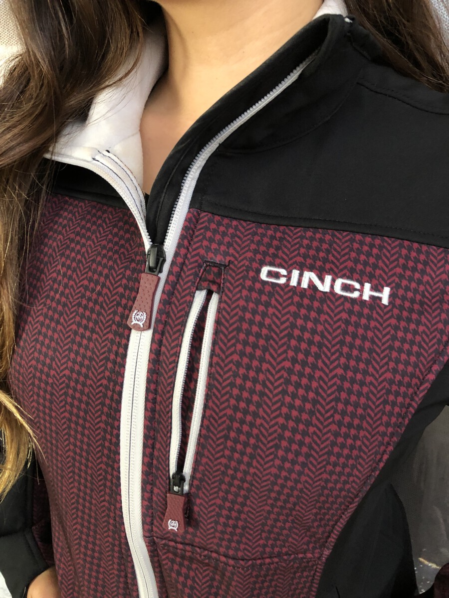 CINCH – Women's Color Blocked Bonded Jacket – ( Black / Burgundy 