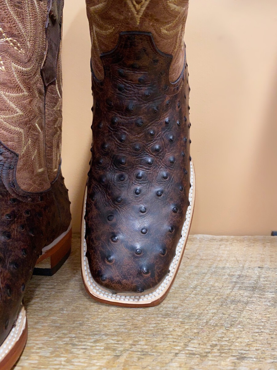Tanner Mark Boots – Men’s Ostrich Print Rustic Boot ( Brown ) – El ...