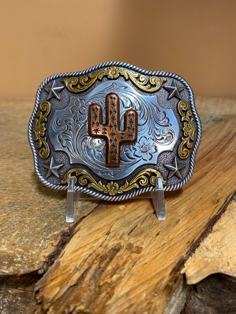 Men -Nocona Rectangle Smith Edge Double Cactus Western Belt Buckle – El ...