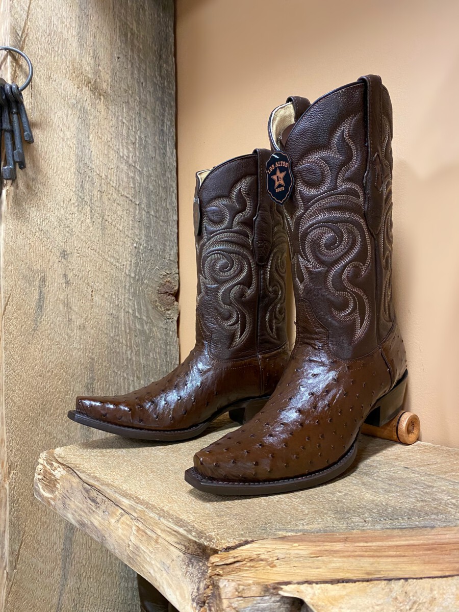 Details about   Los Altos BROWN Ostrich Square Toe TPU Rubber Sole Western Cowboy Boot EE 