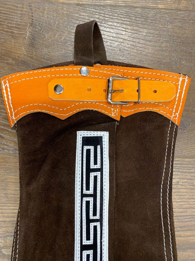 Portuguese polainas or half chaps in suede leather