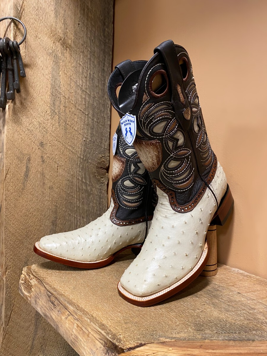 White ostrich skin on sale boots