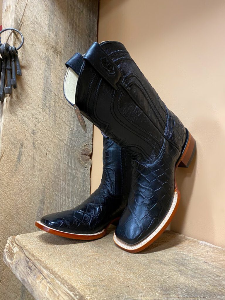 Los Altos Los Altos Men’s Square Toe Alligator Boots EE ( Black ) El Potrerito