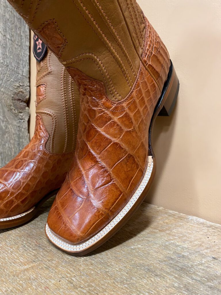 Los Altos Los Altos Men’s Square Toe Alligator Boots EE (Cognac) El