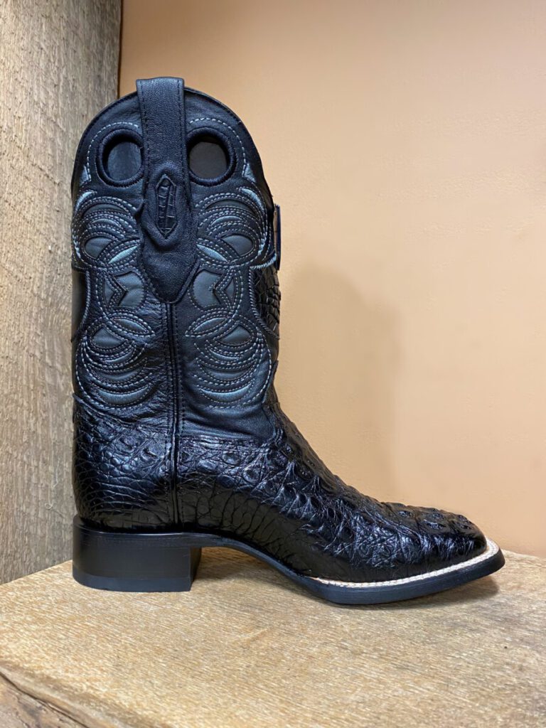 Wild West – Mens boots Wide Square Toe Caiman Hornback Black – El Potrerito