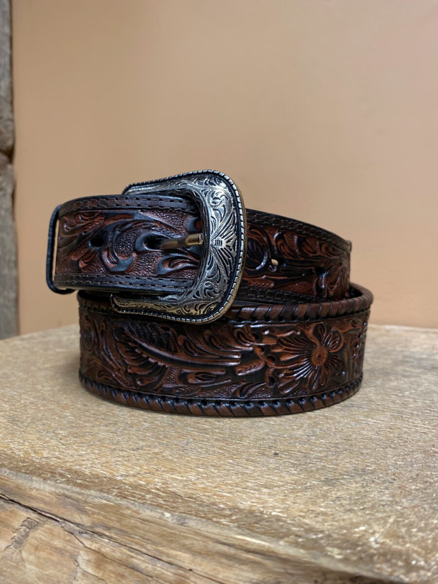 Men’s Leather Hand Tooled Belt ( 33 Brown ) – El Potrerito