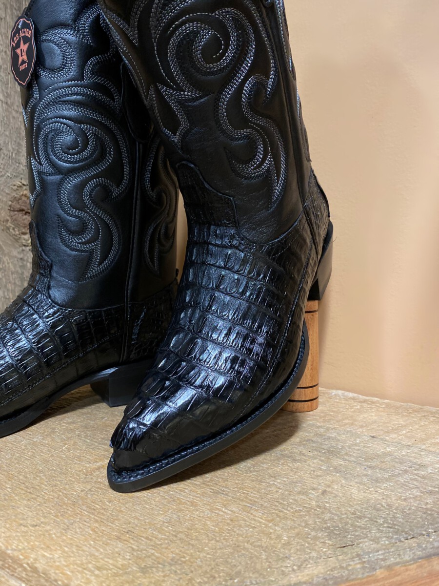 Los Altos -Men’s Los Altos Caiman Tail J Toe Boots Black – El Potrerito