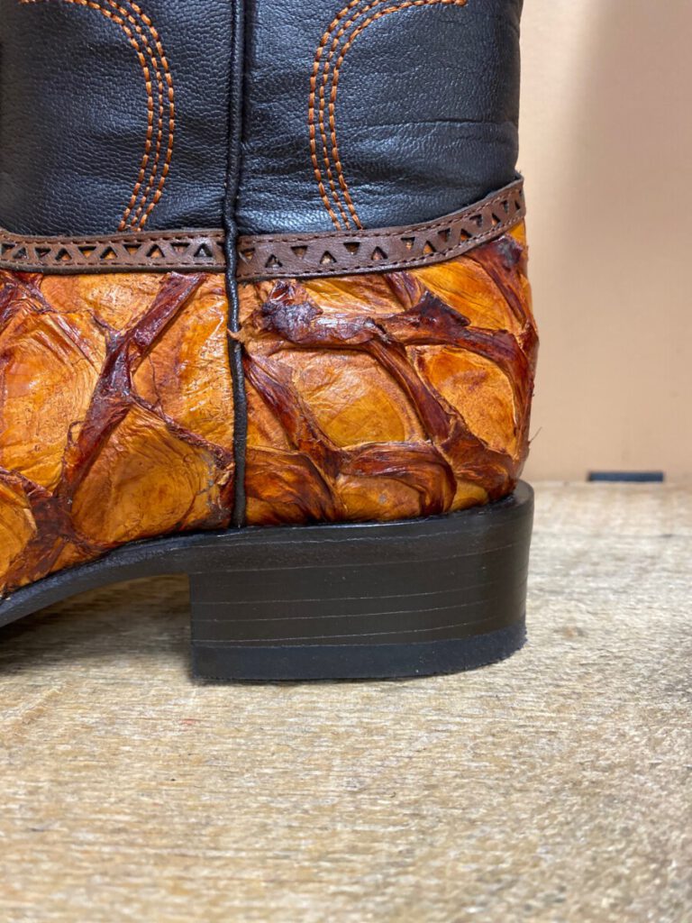 Los Altos Cognac Glossy Pirarucu Square Toe Boots