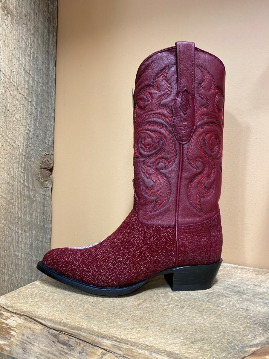 Buy Men's J-Toe Rowstone Burgundy Genuine Leather Stingray Skin Western  Boots at