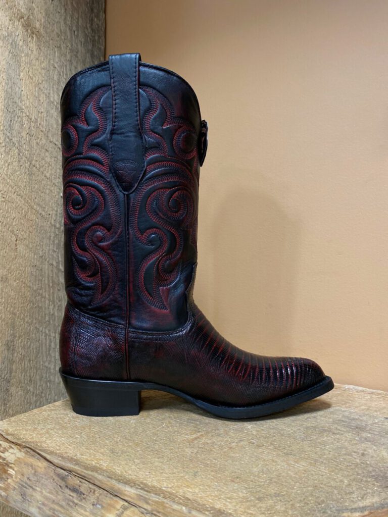 Los Altos Men’s Los Altos Lizard Teju J Toe Boots Black Cherry El