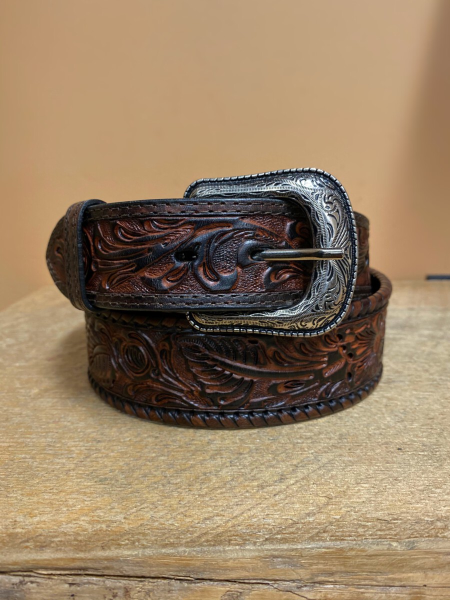 Men’s Leather Hand Tooled Belt ( 33 Brown ) – El Potrerito