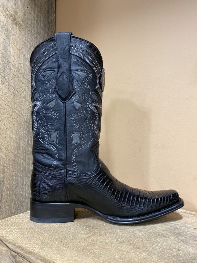black lizard square toe boots