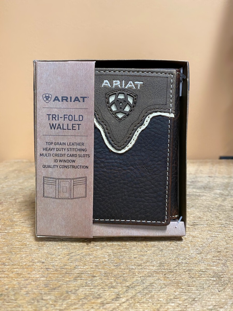 ARIAT Unisex Trifold Wallet ( Brown / Tan ) – El Potrerito