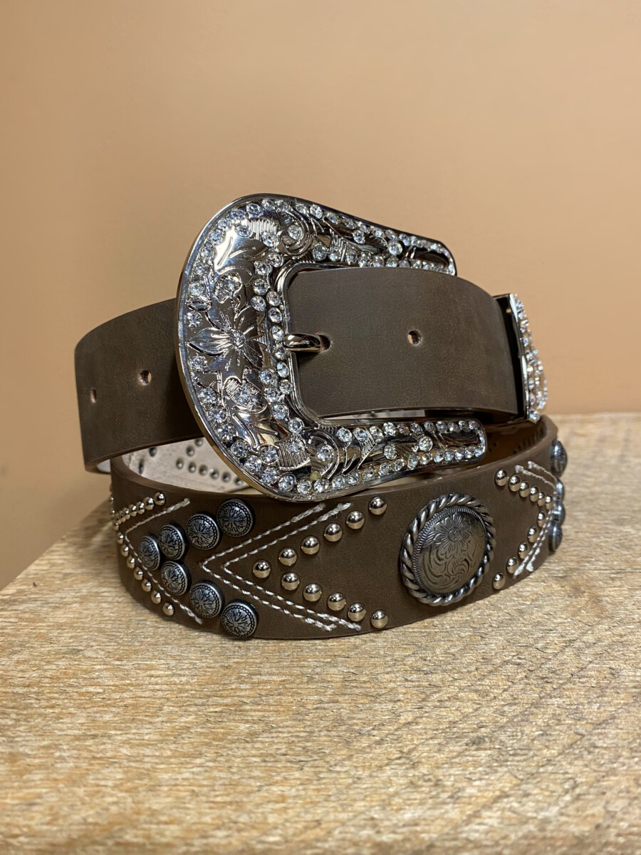 Angel Ranch - Women's Fashion Leather Belt ( Distressed Brown ) Studs