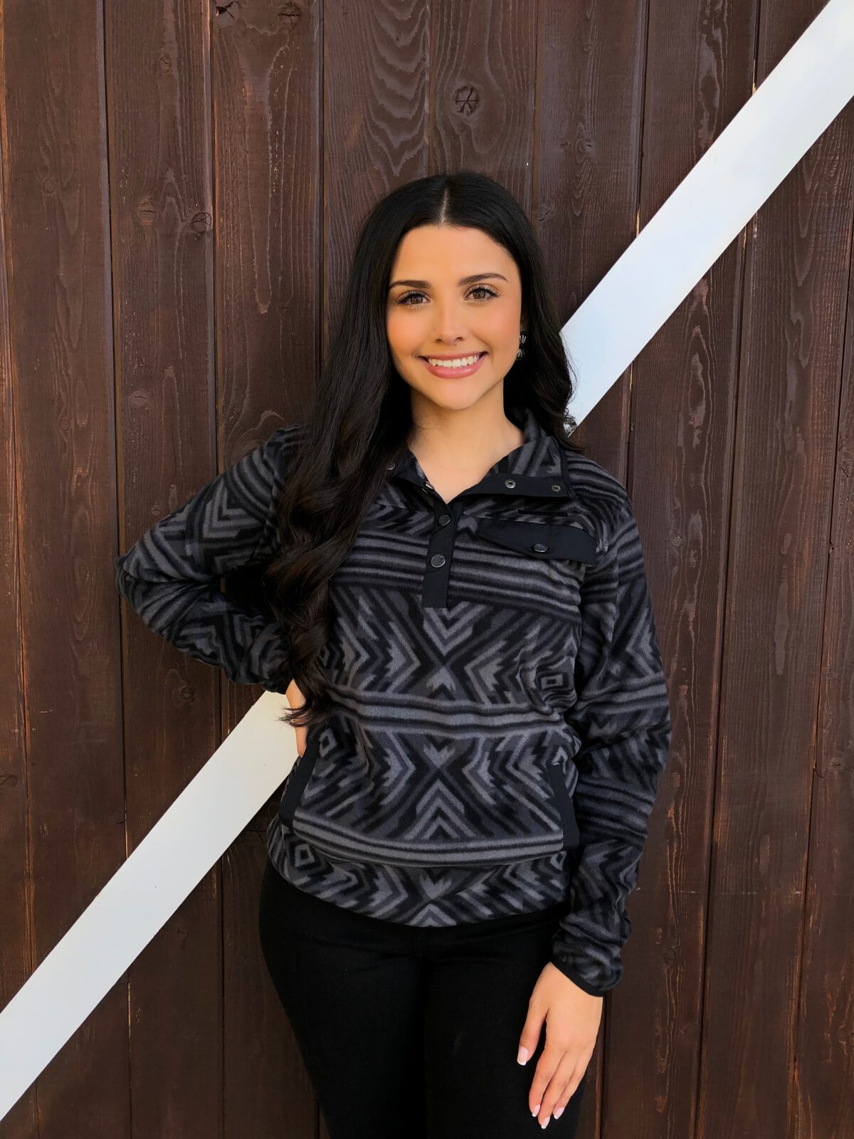 CRUEL Women Cinch Fleece Pullover AZTEC ( Black / Grey ) El Potrerito