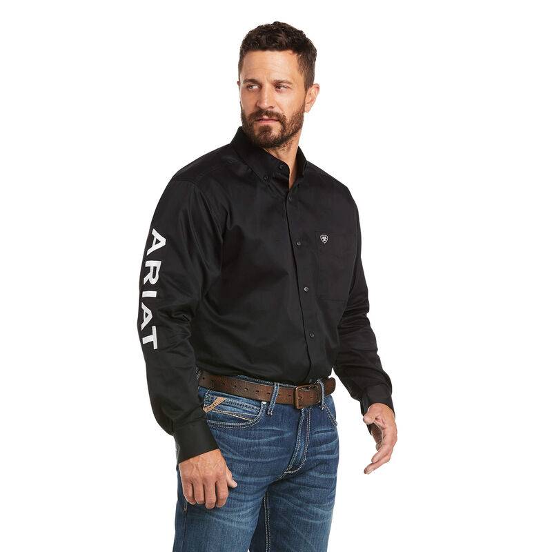 ARIAT – Mens Team Logo Twill Classic Fit Shirt ( Black/ White