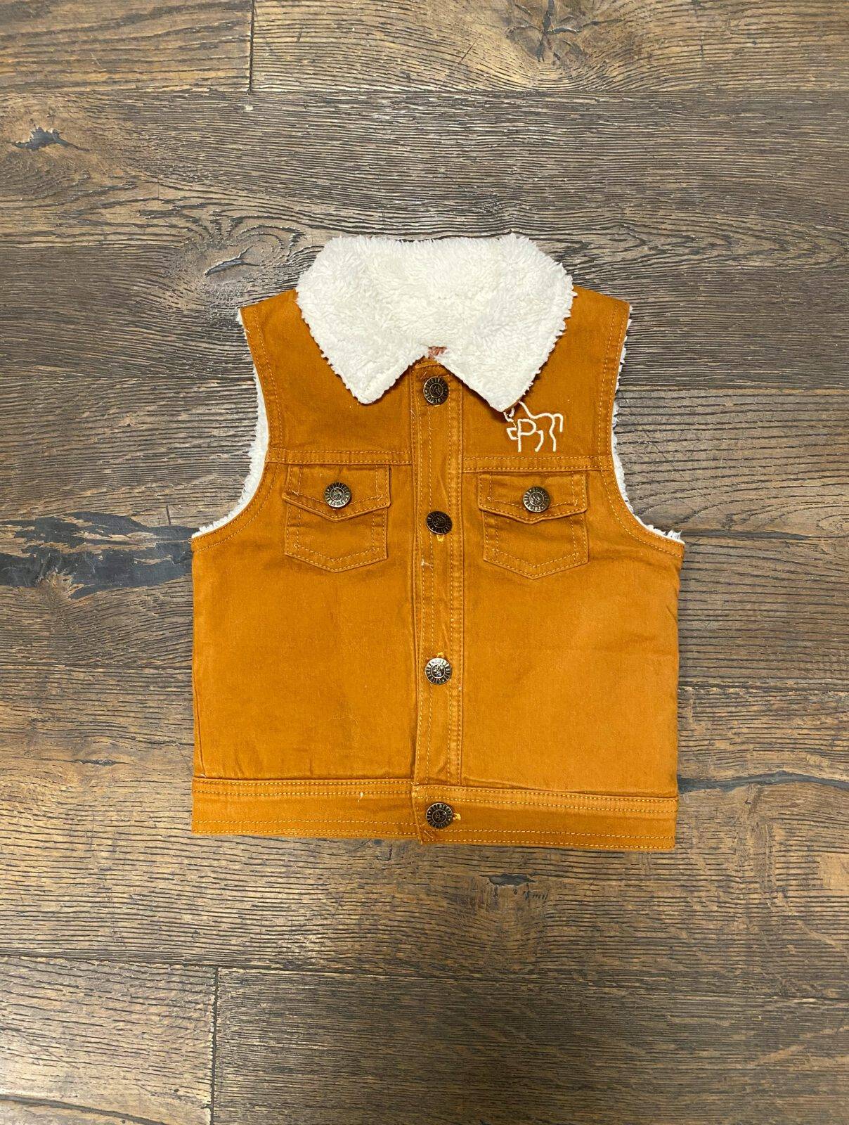 El Potrerito Kids Logo Sherpa Vest Mustard El Potrerito